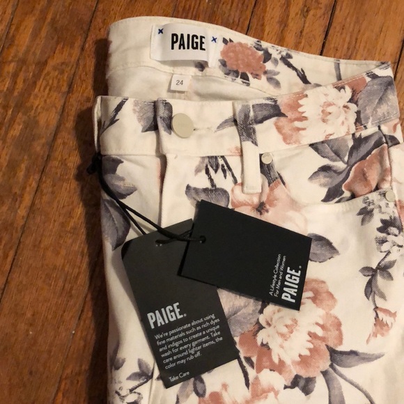 {PAIGE} Colette Crop Floral Jeans w Raw Edge Hem - Picture 10 of 13